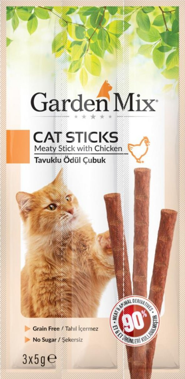 Gardenmix Tavuklu Kedi Stick Ödül 3 x 5 gr 50‘li