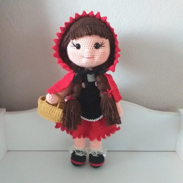 Kırmızı Başlıklı Kız Bebek Amigurumi Organik Oyuncak - 1