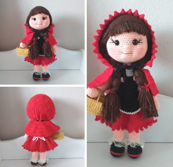 Kırmızı Başlıklı Kız Bebek Amigurumi Organik Oyuncak - 2