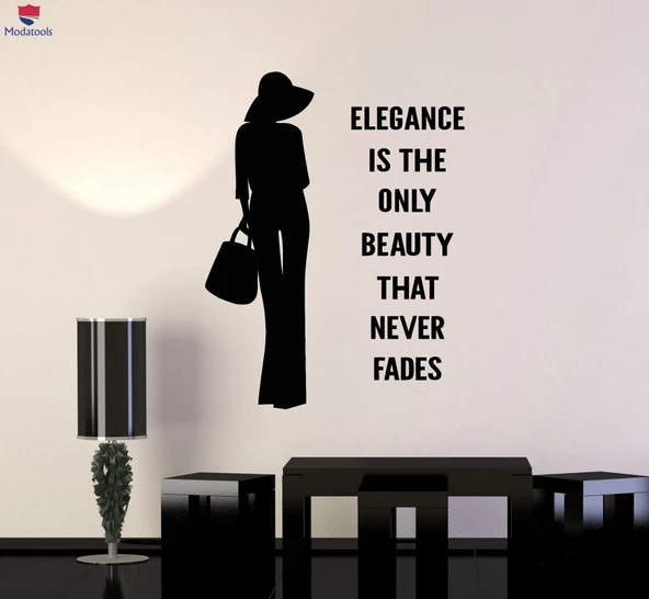 Oturma Odası, Ofis, Dükkan Duvar Sticker Moda Alıntı Elegance Kadın Sanat Çıkartmaları Benzersiz Hediyelik ürün görseli 1