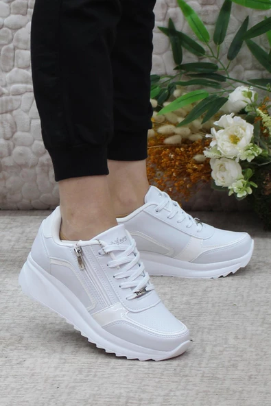 Mehmet Mete 2161 Anatomik Fermuarlı Bağçıklı Dolgu Taban Kadın Spor Ayakkabı ürün görseli