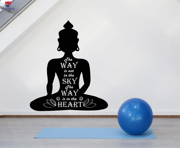 Oturma Odası, Ofis, Dükkan Duvar Sticker Budizm Meditasyon Yoga Alıntı Yolu Lotus Poz Çıkartmalar
