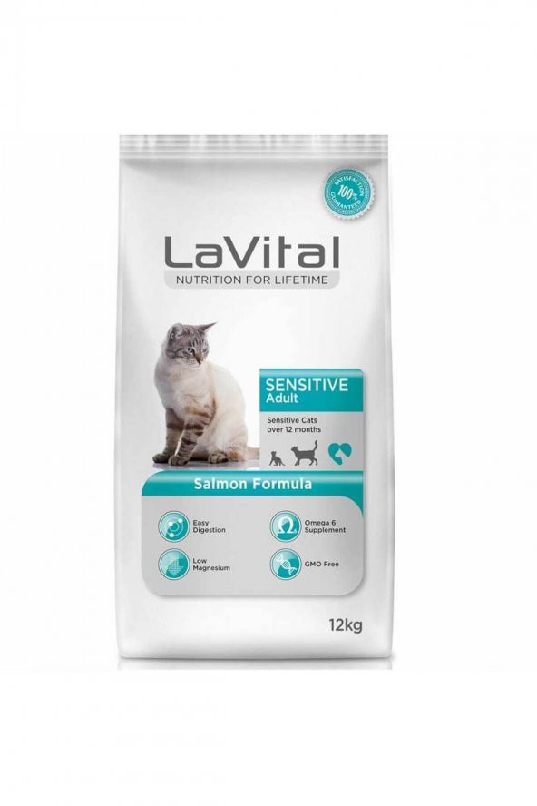 LaVital Sensitive Hassas Sindirim Sistemine Sahip Kediler için Somonlu Yetişkin Kedi Maması 12kg ürün görseli