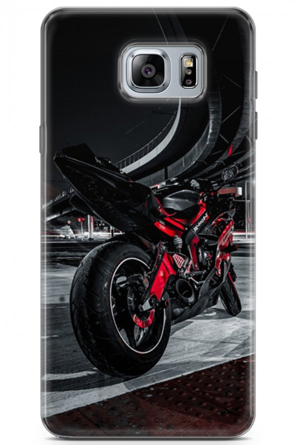 Samsung Galaxy Note 5 Uyumlu Kılıf Milano 18 Kırmızı Motosiklet Parlak Kılıf Siyah