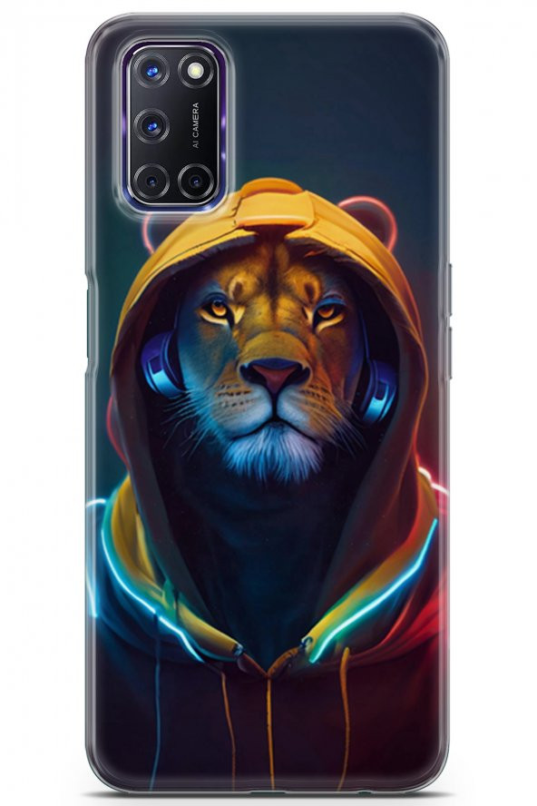 Oppo A72 Uyumlu Kılıf Milano 06 Anime Aslan Koruyucu Kapak Lacivert