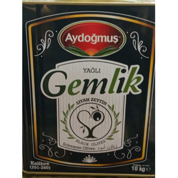 Gemlik Aydoğmuş Yağlı Sele Siyah Zeytin 10 Kg Teneke 201-260 Kb