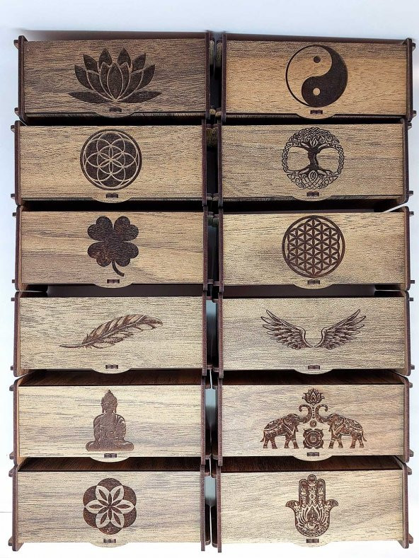 Değerli Taş - Pandül & Takı Saklama Hediye Kutusu Kalem Boy 12li set