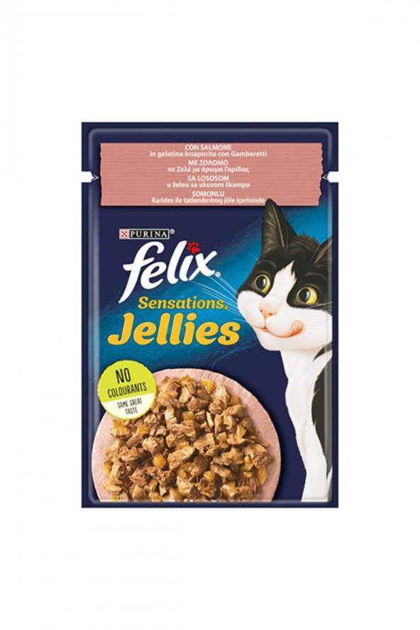 Felix Sensation SomFelix Pouch Jöle İçinde Somonlu ve Karidesli Yetişkin Kedi Konservesi 26 Adet 85gr ürün görseli