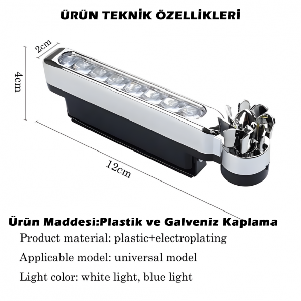 Gündüz Ledi Farı 8 Ledli Su Geçirmez Universal Mavi Işık - 5