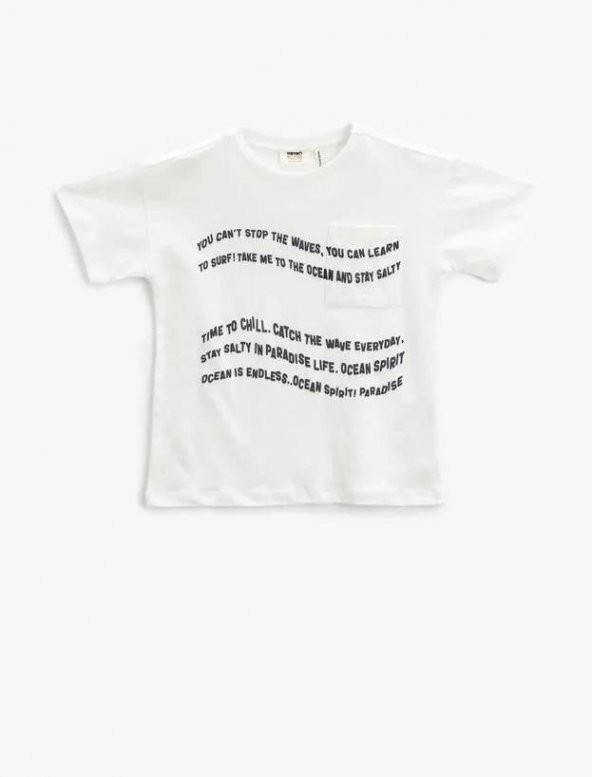 Koton Erkek Çocuk Tişört Baskılı Kısa Kollu Bisiklet Yaka Cepli - 2