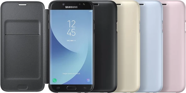 Samsung Galaxy J7 Pro 2017 Wallet Cüzdan Kılıf, Siyah EF-WJ730C - Resim 6