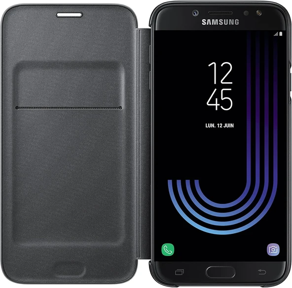 Samsung Galaxy J7 Pro 2017 Wallet Cüzdan Kılıf, Siyah EF-WJ730C - Resim 2