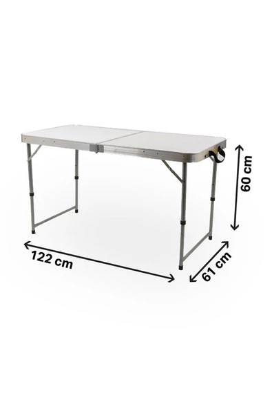 Exent 4 Tabureli, Katlanır, KADEMELİ çantalı masa seti, Alüminyum Kamp masası seti-Mavi - 3