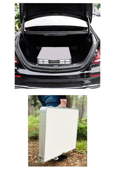 Exent 4 Tabureli, Katlanır, KADEMELİ çantalı masa seti, Alüminyum Kamp masası seti-Mavi - 4