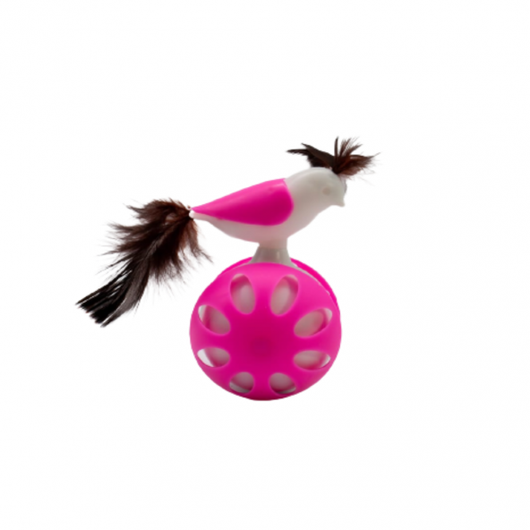 TİNEKE TEKERLEKLİ HACIYATMAZ KUŞ KEDİ OYUNCAĞI PEMBE 1 ADET - 2