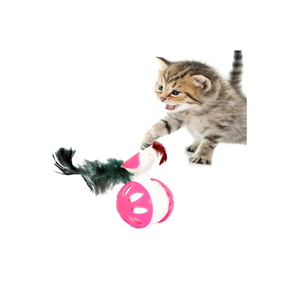 TİNEKE TEKERLEKLİ HACIYATMAZ KUŞ KEDİ OYUNCAĞI PEMBE 1 ADET - 3