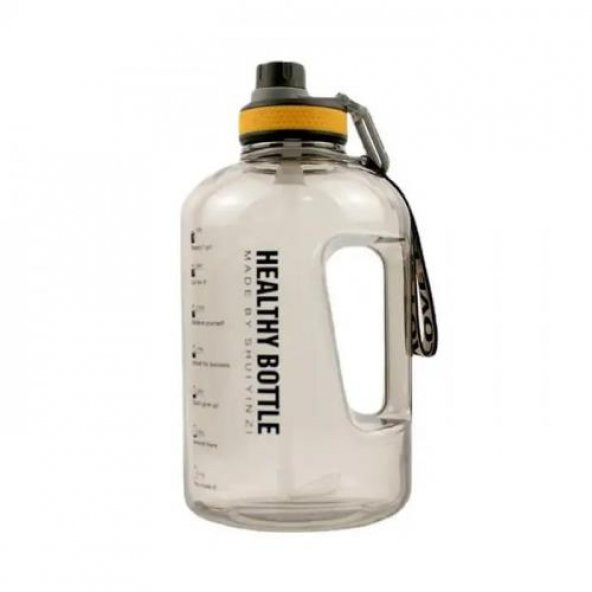 Polham 2.2 Litre Taşıma İpli Emniyet Kapaklı Su Matarası, BPA İçermez Sporcu Suluk Şişesi, Motivasyon Su Matarası