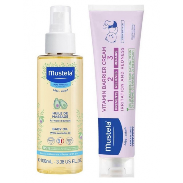 Mustela Bebek Bakım Masaj Yağı 100ml - Mustela Vitamin Barrier 1-2-3 Cream 50ml