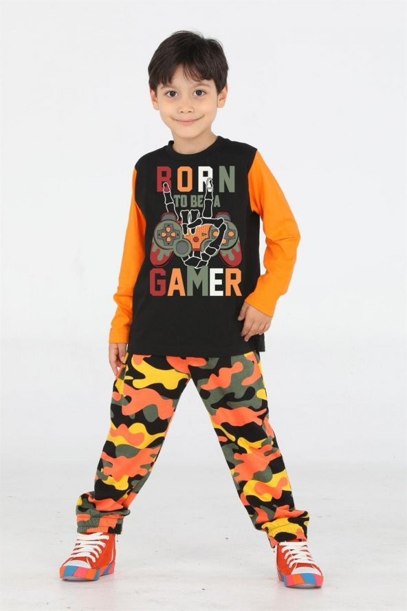 Casabony Gamer Erkek Çocuk Kamuflaj Pantolon + T-shirt Takım BN-013