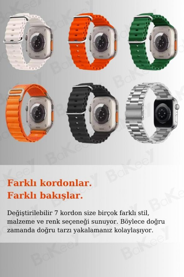 Watch Ultra 7 Kordonlu Watch 8 Ultra Akıllı Saat Kasa Koruyucu Kırılımaz Cam Kulaklık Hediyeli - 2