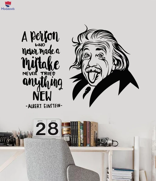 Oturma Odası, Ofis, Dükkan Duvar Sticker Albert Einstein İlham Alıntı Bilim Adamı Laboratuvarı Okul Çıkartmaları