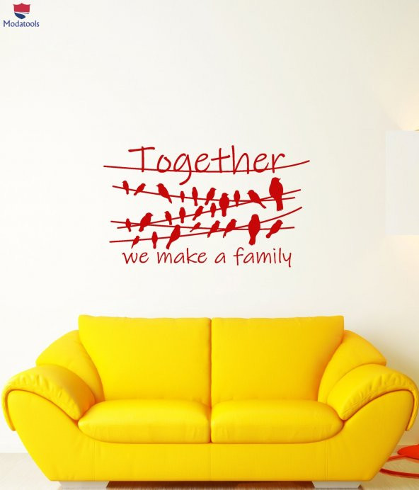 Oturma Odası, Ofis, Dükkan Duvar Sticker Kuşlar Bir Dal Alıntı Birlikte Bir Aile Yapıyoruz Çıkartmalar