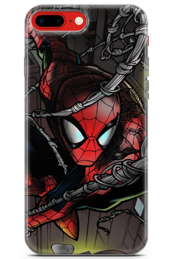 Apple iPhone 7 Plus - 8 Plus Uyumlu Kılıf Dc 04 SpiderMan Silikon Kılıf Kırmızı - 1