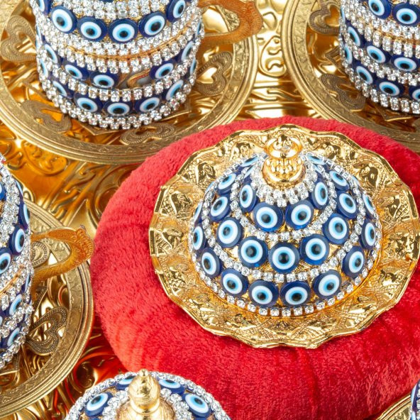 Kahve Fincanı Seti Dekoratif Hediyelik Nazar Sarmaşık 6'lı Türk Kahve Takımı Altın - 2