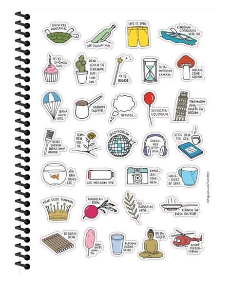 Hisli Şeyler 18,5x25 Spiralli Çizgili Defter Life Is Şort - 3