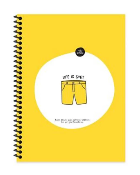 Hisli Şeyler 18,5x25 Spiralli Çizgili Defter Life Is Şort