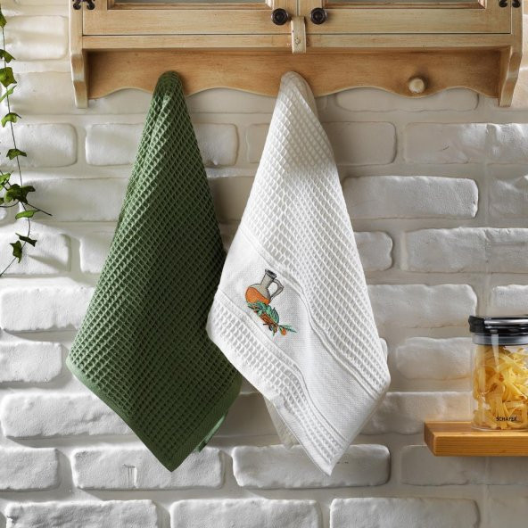 Schafer Home Olive 2 li Kurulama Bezi 45x65 Cm-Yeşil