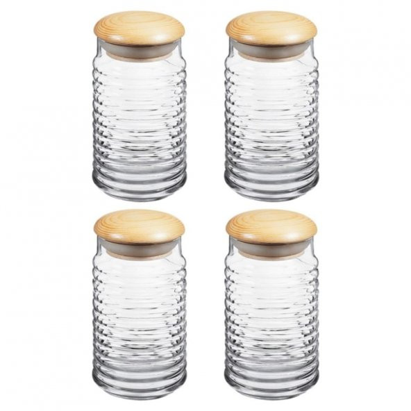 Paşabahçe 43173 Ahşap Kapaklı Kavanoz 4 Adet