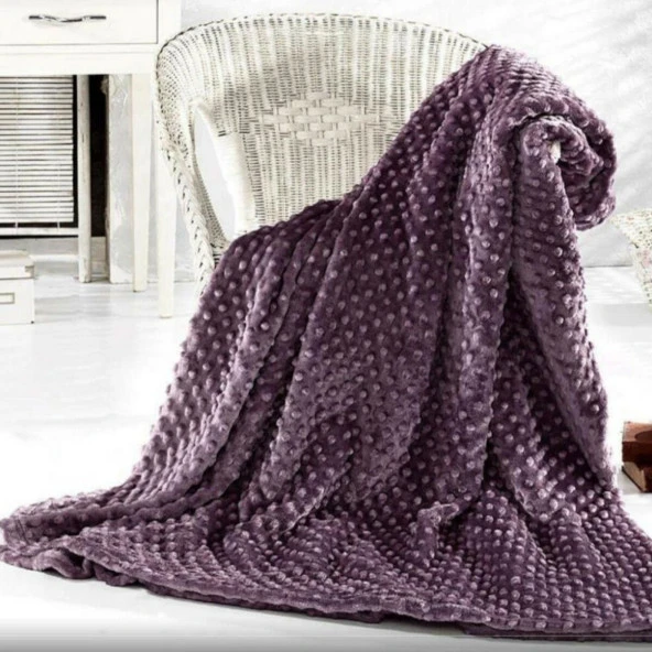 Merinos Pearl Tomurcuk Kül Moru 200x220 cm Çift Kişilik Battaniye
