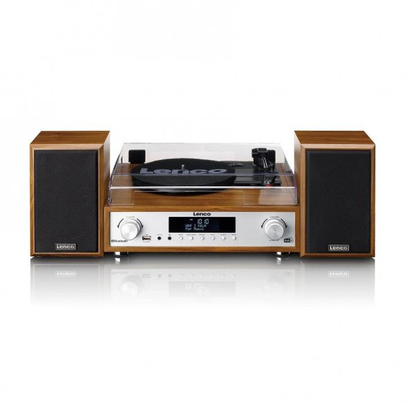 LENCO MC-160 WD PİKAP Hİ-Fİ STEREO SETİ BLUETOOTHLU DAB+ FM RADYO USBLİ MP3 KAYIT ÖZELLİKLİ MÜZİK SETİ PLAKÇALAR AHŞAP - 2