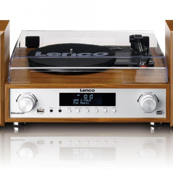 LENCO MC-160 WD PİKAP Hİ-Fİ STEREO SETİ BLUETOOTHLU DAB+ FM RADYO USBLİ MP3 KAYIT ÖZELLİKLİ MÜZİK SETİ PLAKÇALAR AHŞAP - 7