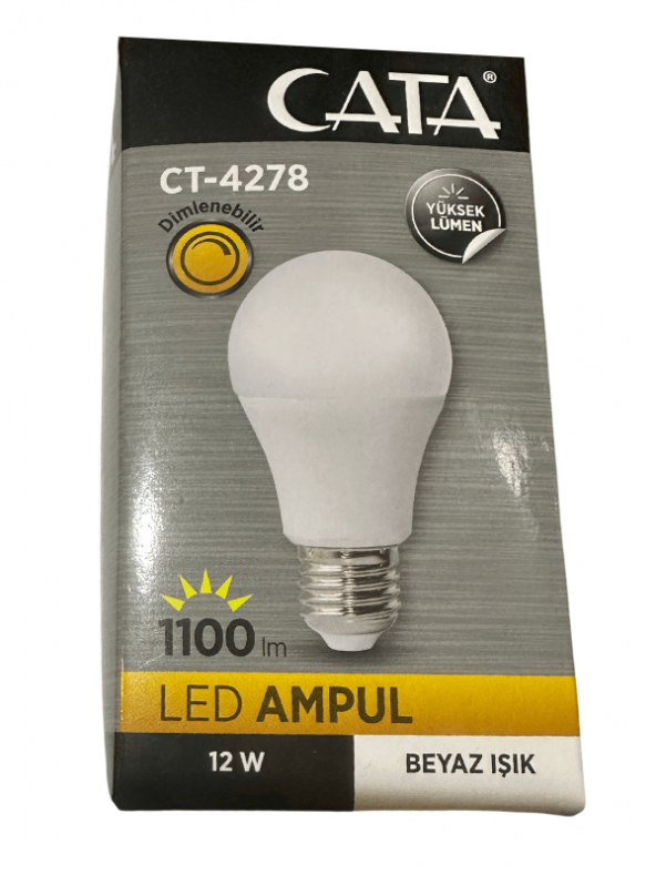Cata CT-4278 12W 6400K (Beyaz Işık) Dimlenebilir E27 Duylu Led Ampul (4 Adet)