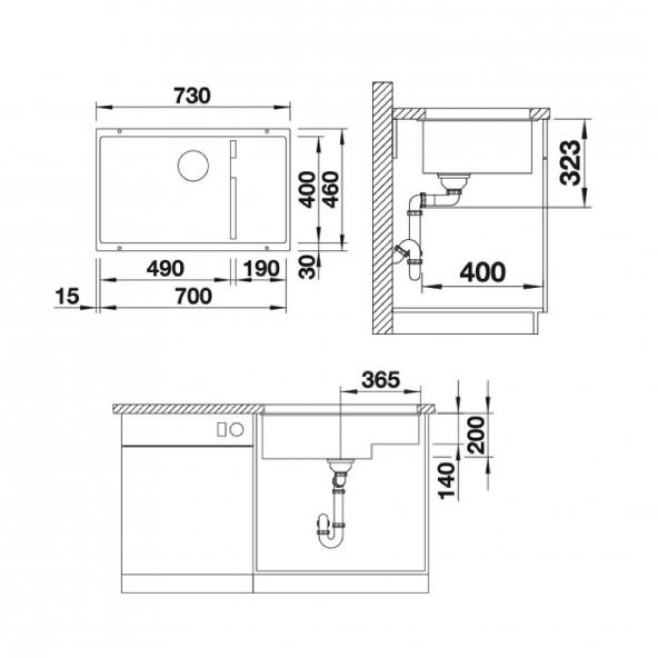 Blanco Subline 700-U Level - Evye- Tezgah Altı - Kaya Gri - Granit Eviye - 2