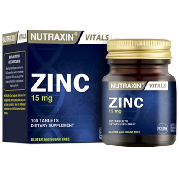Nutraxin Zinc Sulphate 15 Mg 100 Tablet ( Çinko Sülfat Içeren Takviye Edici Gıda )