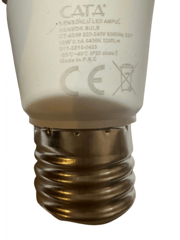 Cata CT-4259 12W 6400K (Beyaz Işık) Sensörlü E27 Duylu Led Ampul - 5