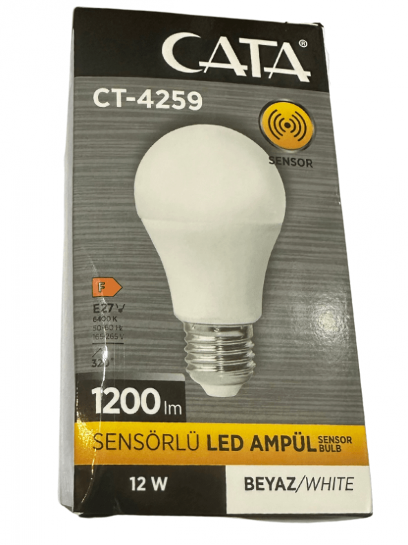 Cata CT-4259 12W 6400K (Beyaz Işık) Sensörlü E27 Duylu Led Ampul (2 Adet)