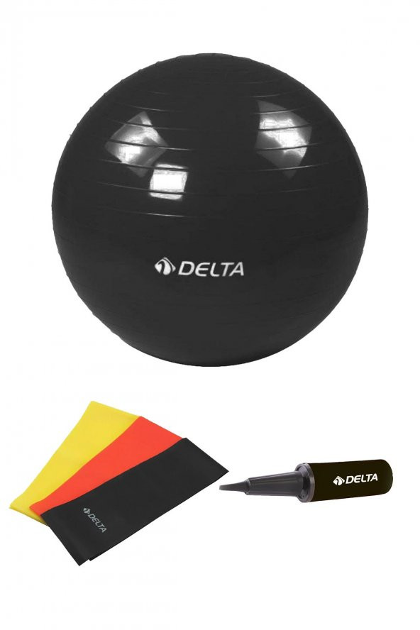 Delta 85 cm Pilates Topu 3lü Pilates Bandı Egzersiz Direnç Lastiği Pilates Topu Pompası 5li Set