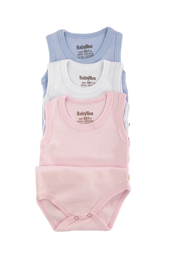 Alt Çıtçıtlı Unisex Bebek Body Zıbın Kolsuz (1-2-3 Yaş) - 1