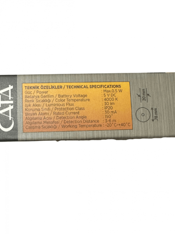 Cata CT-5180 4000K (Günışığı) Sensörlü Şarjlı Mıknatıslı Kabin Led Ampul (2 Adet) - 2