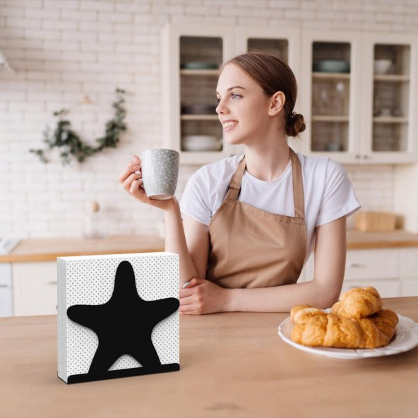 DENİZ YILDIZI TEMALI METAL PEÇETELİK SİYAH - 5