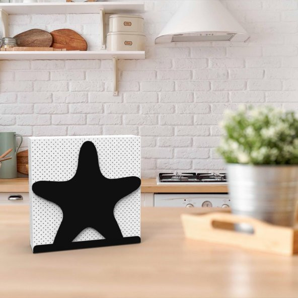 DENİZ YILDIZI TEMALI METAL PEÇETELİK SİYAH - 6