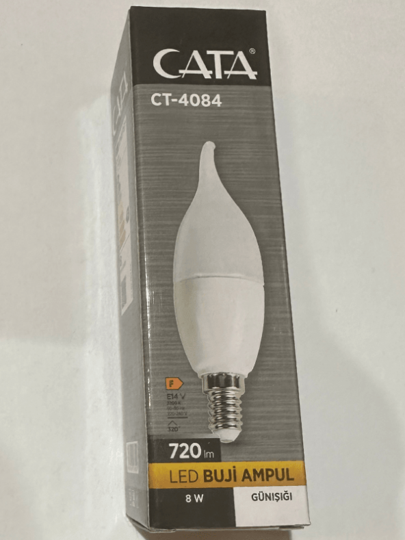 Cata CT-4084 8W 3200K (Günışığı) E14 Duylu Led Kıvrık Buji Ampul