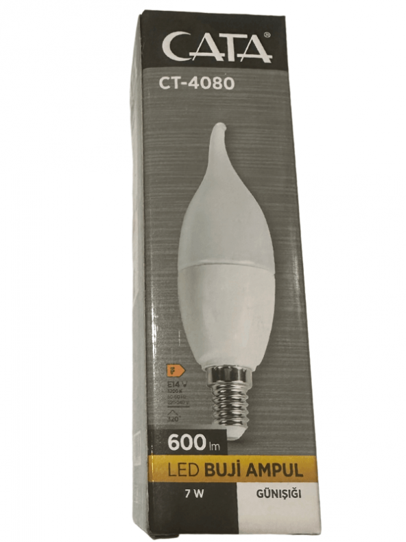 Cata CT-4080 7W 3200K (Günışığı) E14 Duylu Led Kıvrık Buji Ampul (2 Adet)