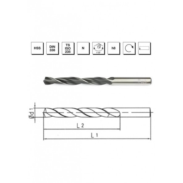 MTE HSS DIN 338 8,5 Mm Silindirik Saplı Kısa Haddeli Matkap Ucu ürün görseli