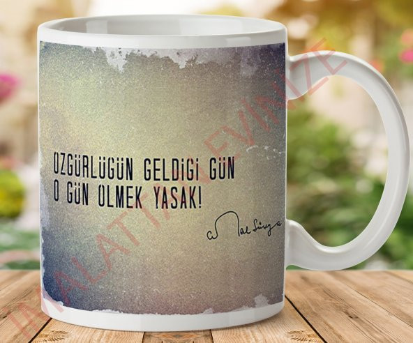 1-098 CEMAL SÜREYA ÖZGÜRLÜĞÜN GELDİĞİ GÜN İki Tarafı Baskılı Kupa Bardak