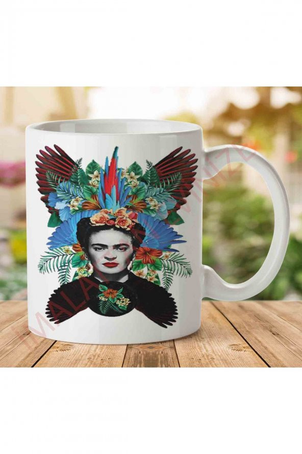 1-1007 Frida Kahlo Melek İki Tarafı Baskılı Kupa Bardak